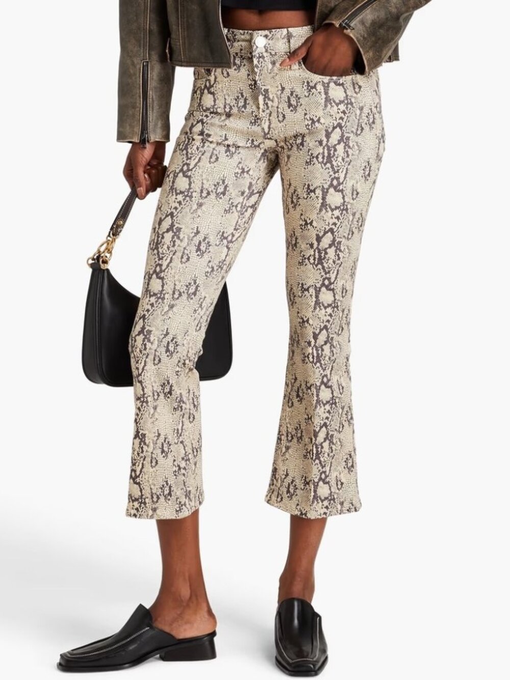 FRAME Le Crop Mini Boot Size Large 33 Python Print Denim